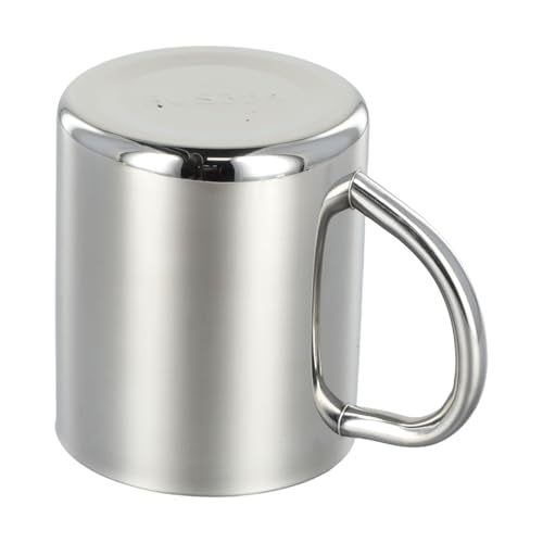 NiuLumea Taza de café de doble pared de acero inoxidable 304 con asa, taza aislada térmica para bebidas frías y calientes, leche, cerveza, vino, agua, plata, 210 ml