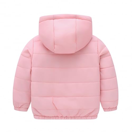 Solid Color Hooded Puffer Jacket for Toddler Girls Long Sleeve Zip Up Padded Down Coat Baby Boys Winter Warm Outerwear2