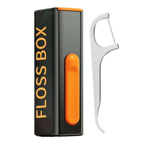 Dispensador de púas de hilo dental, caja de hilo dental recargable, soporte interdental, organizador inteligente para el cuidado de la boca, estuche de higiene compacto, con 10 palillos de hilo dental