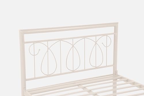 Image of Kovu Metal Single Size Bed Without Storage | Wrought Iron Single Bed with Headboard & Footboard| Sturdy Powder Coated Platform Cot for Bedroom, Living Room, (Kovu Ivory)