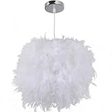 Moderne Pendelleuchte, Sphärische Hängelampe mit Federn in Weiß, Ø 30 cm Feder Lampenschirm Kronleuchter Geeignet für Esszimmer, Wohnzimmer, Schlafzimmer, Restaurant