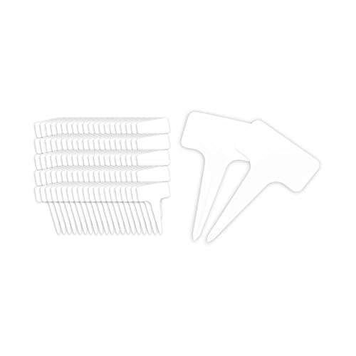 A-ITEM 園芸T型ラベル 100枚入り 白 園芸ラベル 植物ラベル T型ラベル 花壇 植木鉢 ガーデニング 植物タグ 家庭菜園 学校 花育 ネームプレート (白)