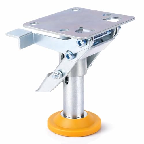 Image of Floor Lock, Adjustable Height Trolley Brake Lock, Manganese Steel 100kg Bearing Trolley Cart Lock with TPU Pad for 4 in Casters(X-100-32-4)
