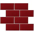 TCSAG-08 3x6 Red Glass Subway Tile -Kitchen and Bath Backsplash Wall Tile (1sqt)