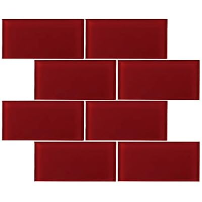 TCSAG-08 3x6 Red Glass Subway Tile -Kitchen and Bath Backsplash Wall Tile (1sqt)