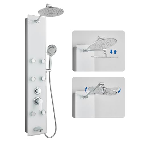 ROVOGO Duschpaneel mit Armatur Glas, Duschpaneele mit 6...