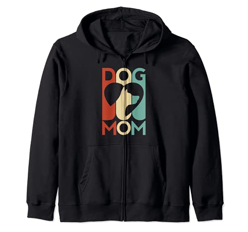Best Dog Mom Woman Doggy Bark Bone Mothers Day Canine Puppy Zip Hoodie, Black