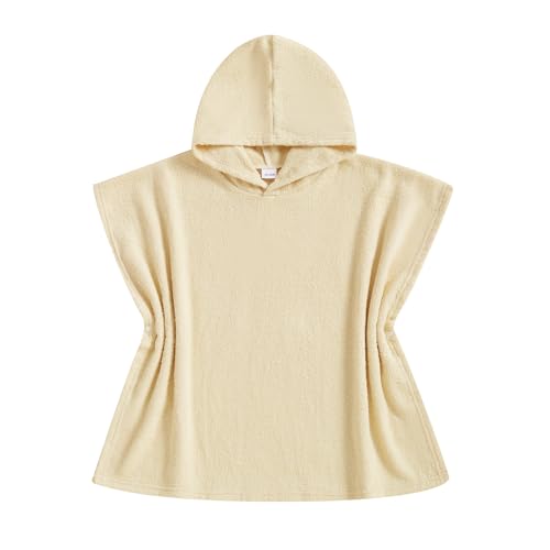 Image of woshilaocai Toddler Swim Coverup Boy Girl Terry Cloth Hooded Poncho | Baby Swimsuit Cover Up for Pool, Surf, Solid Color, Swimming Cover-ups for 1-8 Years Old Little Kids, Summer Beach Towel
