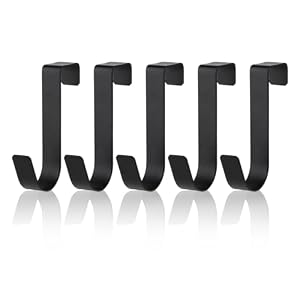 WLLHYF Handdoekhaak 5-pack roestvrij staal waterdicht over douche deur haak voor badkamer frameloze glazen deur 0,82 (2,1 cm) hangende handdoeken gewaad kleding borstel, mat zwart