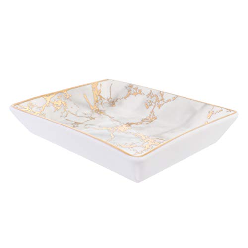 TINEASUR Ornamento Per La Conservazione Degli Orecchini Vassoi Decorativi Svuotatasche Vassoio Decorativo Vassoio Espositivo a Specchio D'oro Piatto Di Marmo Pallet