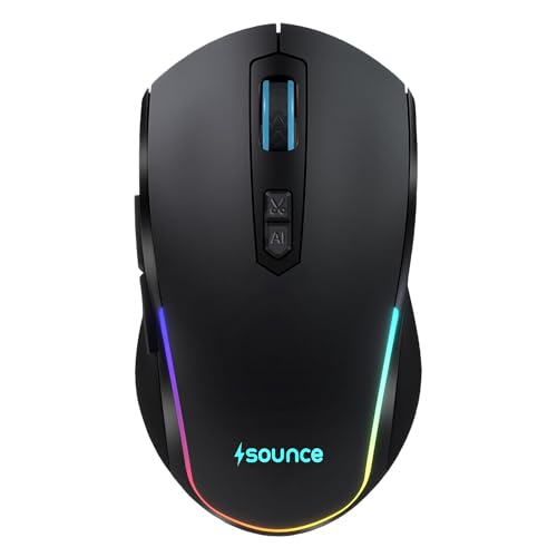 Image of Sounce Ai LogicOne Wireless Mouse with One-Click AI Button, Forward & Back Navigation Keys, 4000 DPI Sensor, 2.4GHz USB Nano Receiver, BT 5.3, Ergonomic Silent Click for Laptop, PC, MacBook (Black)