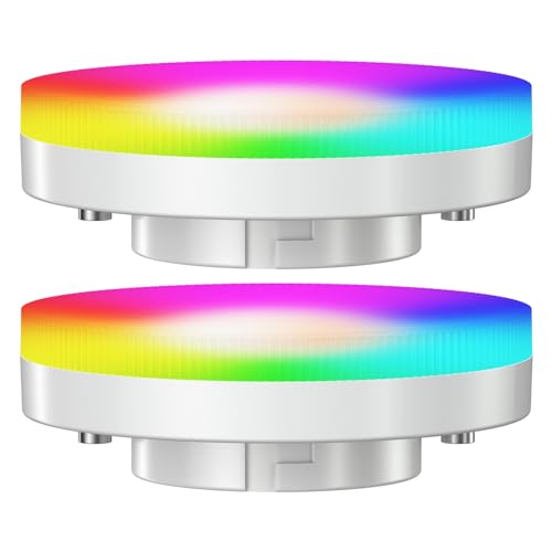 ledscom.de 2 Pieces GX53 LED RGB Bulbs, Warm White - Cool White (2900-6100 K), 6.6 W, 670lm, 107°, Smart Home, WLAN, Alexa, matt