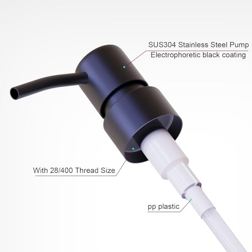 2Pack Black Stainless Steel Soap and Lotion Dispenser Pumps,Soap Dispenser Head Replacement Spare for Regular Bottle Mouth2