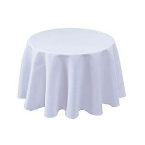 Biscaynebay Textured Fabric Round Tablecloth 60 Inches in Diameter, White Water Resistant Tablecloths for Dining, Kitchen, Wedding & Parties, etc. Machine Washable
