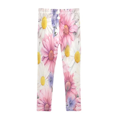Bolaz Toddler Girls Leggings Printed Yoga Pants Leggings Pink White Purple Flower for Kids2