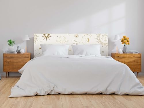 Oedim Cabecero Cama PVC Sol y Luna Dorados, 135x60cm,Cabecero Ligero, Elegante, Resistente y Económico