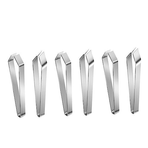 minkissy 6pcs Stainless Steel Food Tweezers Set Slant and Flat Tips, Pig Hair and Fish Bone Removers for Kitchen Cooking and Food Preparation