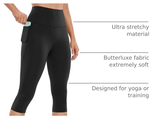 Image of CRZ YOGA Womens Butterluxe Workout Capri Leggings with Pockets 17 Inches - High Waisted Crop Gym Yoga Pants Buttery Soft
