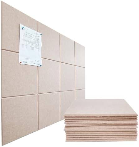 Large Cork Board Alternative, 11.8''x11.8'' 12 Pack Felt Bulletin Board with Safe Removable Adhesive Tabs, Connectable Felt Wall Tiles Bulletin Boards Cork Boards for Walls (Light Pink, 12 Panels)