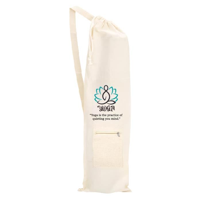Yoga Mat Bag Cotton Carry Bag Zip Pocket Drawstring and Strap for Yoga Mat Stylish Printed Symbols Meditation Lightweight Bag Yoga is the Practice of quieting Your Mind-image-44