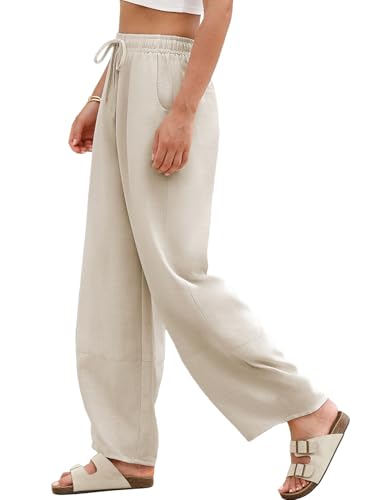 EVALESS Womens Baggy Wide Leg Pants Casual Drawstring Elastic Waisted Palazzo Harem Trousers with Pockets3