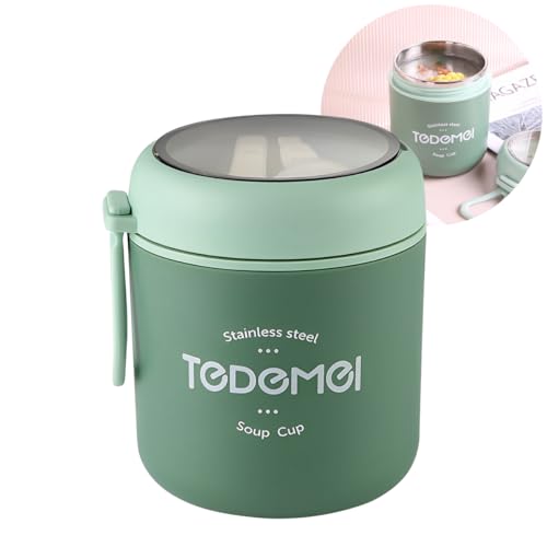 Pote Térmico Com Colher Para Alimentos Pote Térmico para Frutas e Sopa Em Aço Inox 530ml (Verde)
