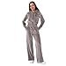 Women's Velour Tracksuit Set Soft Fleece Hoodie with Wide Leg Pants Athletic Zip Jacket Sweatsuit Comfortable Lounge Outfit