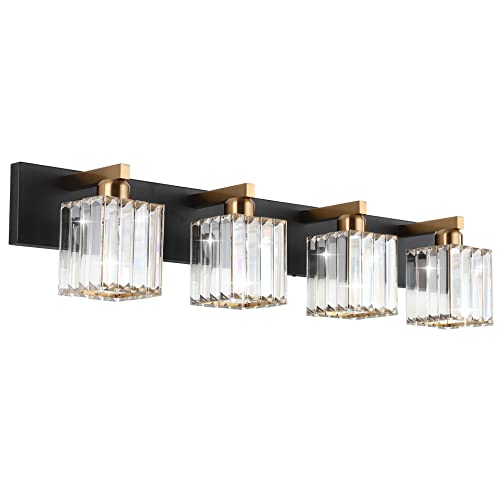 Image of Aipsun Bathroom Vanity Light Fixtures Crystal Vanity Light for Bathroom 4 Light Modern Vanity Lighting (Exclude Bulb)