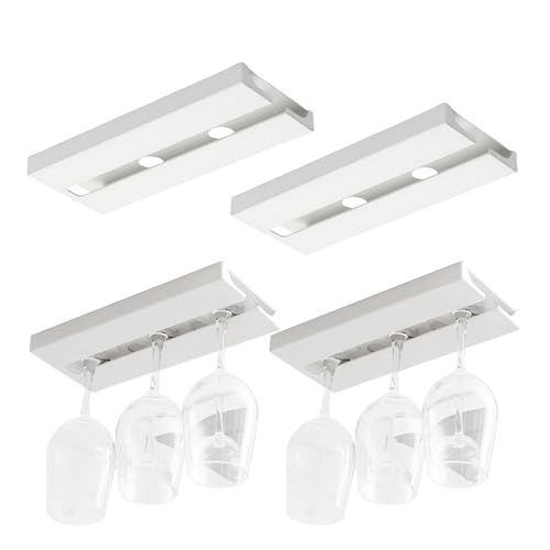 Wisylizv Soporte para copas de vino debajo del armario | 4 unidades autoadhesivo estante de almacenamiento para copas de vino, colgador colgante para vasos invertidos, bar, salón, casa, cocina, hotel