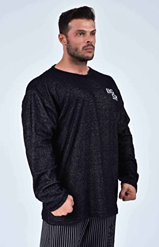 BGSM Men's Oversize Long Sleeve Towel Active Sweatshirt,Pullover4