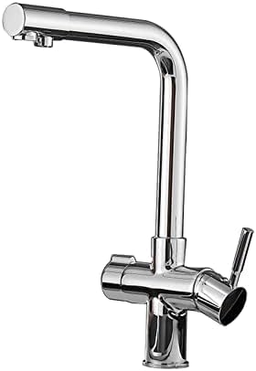 Mitigeur cuisine 3 voies noir et chrome avec sortie eau filtrée rotatif 360