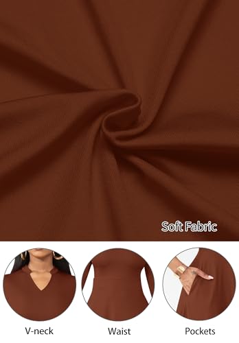 Image of Nmoder Casual Dresses for Women Semi Formal Fit and Flare 3 /4 Sleeve A-line Church Work Dress with Pockets