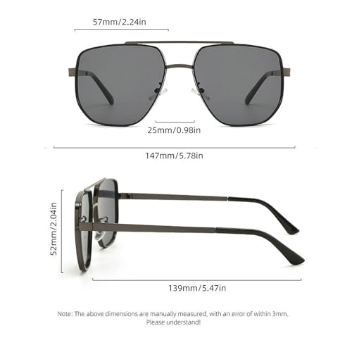 COTIA Classic Square Sunglasses for Men Women Double Beam Sunglasses Casual Driving Pilot Eyewear W373