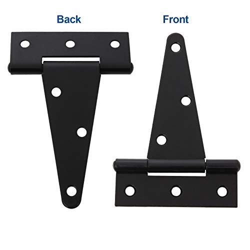 FengWu 10 Pack T-Strap 4 Inch Heavy Duty Tee Hinge Black Barn Door Gate Hinges for Wooden Fences Strap Garden Door Wrought Iron Hardware - Image 5