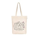 Eco Right Aesthetic Canvas Tote Bag for Women: Zippered Closure, Ideal for Beach, Shopping, Travel, School, Groceries (Book Magic)