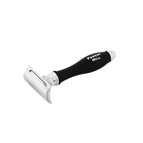 Image of Forest Hill Luxury Chrome Finish Double Edge Stainless Steel Manual Shaving Razor With Silicone Protective Cover For Men, Compatible With All Double Edge Safety Blades, Ideal For Home & Salon