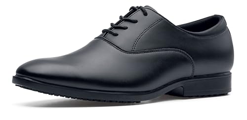 Shoes for Crews Ambassador II - Comfortable Work Shoes Made of Leather, Padded Insoles, Slip-Resistant Outsole, Classic Style for The Office, OB SR - for Men Black