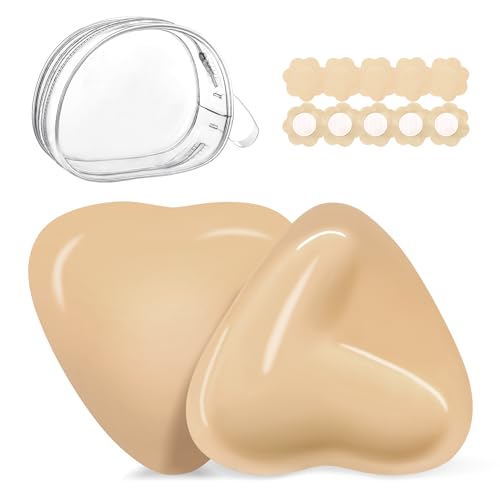 Image of LAZYROSY Double Sided Sticky Invisible Push up Silicone Bra Ultra Boost Inserts Pads Reusable Push Up Lift Self Adhesive Bra Pads for Bikini Swimsuit (Ivory, B)