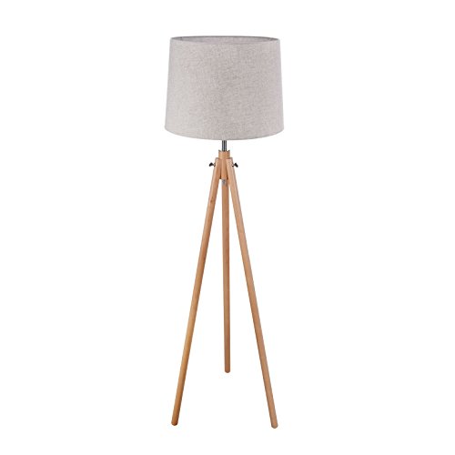 Preisvergleich Produktbild Ansprechende dreibein Stehleuchte / / Stehlampe / / Standleuchte, skandinavischer Stil, Stativ aus Holz, Lampenschirm aus beiger Baumwolle, 1-flammig, exkl. E27 60W, 220V-240V