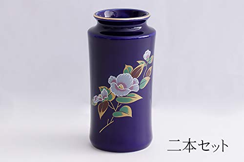 Amazon｜やまこう 国産 陶器 花柄 5寸 瑠璃 2本組 花瓶 仏壇 サイズ約