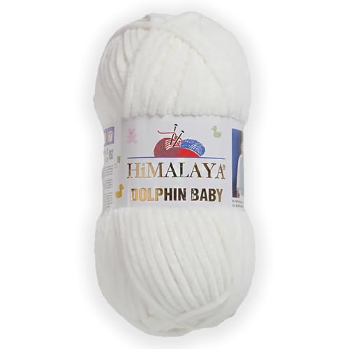 1 Skein/Pack Himalaya Dolphin Baby Chenille Yarn Each Ball 100 gr (3.5 oz) 120 m (132 Yards) 100% Polyester Super Bulky Baby Blanket Velvet Amigurumi Yarn 80363 - Off White