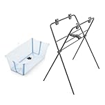 Stokke Flexi Bath (Ocean Blue) + Flexi Bath Stand - for Babies Up to 10 kg - Foldable, Durable & Easy to Store - Convenient to Use at Home or When Travelling