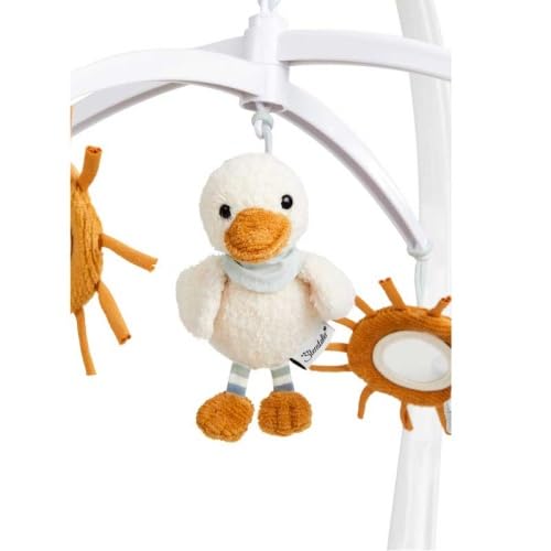 Baby Mobile Pato Edda Lou - Móvil musical para niños y niñas con la melodía Brahms Canción de cuna y varillas blancas, ayuda a dormir