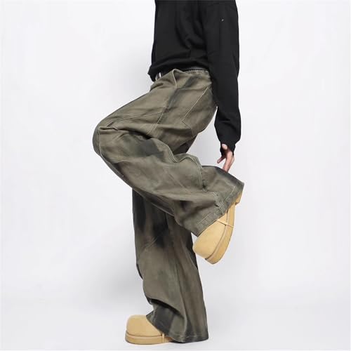 Men's Baggy Wide Leg Irregular Distressed Frayed Streetwear Y2k Hip Hop Denim Pants Loose Casual Denim Cargo Jeans4