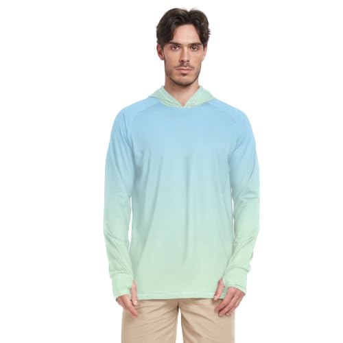 Sweat de soleil pour homme UPF 50+ vert bleu dégradé léger pour le surf