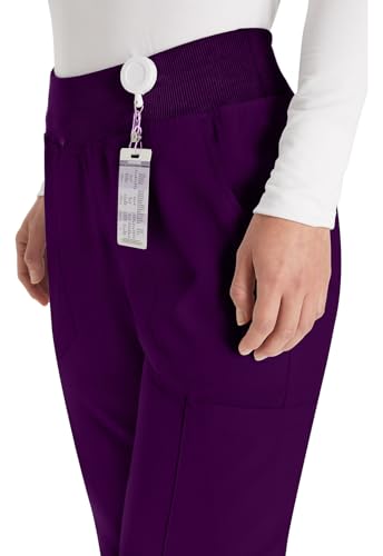 Dickies Women's Scrub Pants Natural Rise Tapered Leg Pull-On Bottoms with 7 Pockets and Knit Waistband DK005, M, Eggplant - image 3