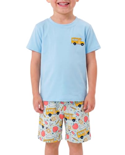 Image of Unique Baby Boys 2pc Shorts Set Outfit Short Sleeve Shirt with Graphic Applique Print and Shorts