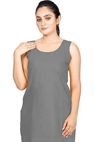 Image of Women's Cotton Long Camisole for Kurti /Suit Slip /Long Inner /Samij for Women Sameej /Knee Length Inner Wear /Sameez /Kurti Slip /Round Neck /Invisible