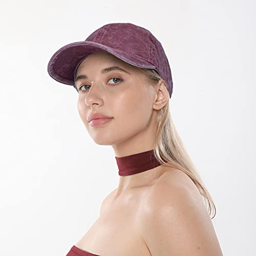 Image of HH HOFNEN Baseball Cap Washed Cotton Unstructured Vintage Hat for Men Women | Unisex Sports Ball Caps Sun Protection Adjustable Outdoor Curved-Brim Dad Hat Classic Plain Cap