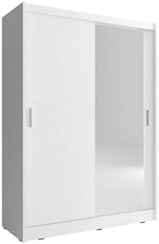 CHECO HOME AND GARDEN 2-DAY PREMIUM SHIPPING AVAILABLE 130 cm WIDE SLIDING 2 DOORS WARDROBE MAYA - WHITE